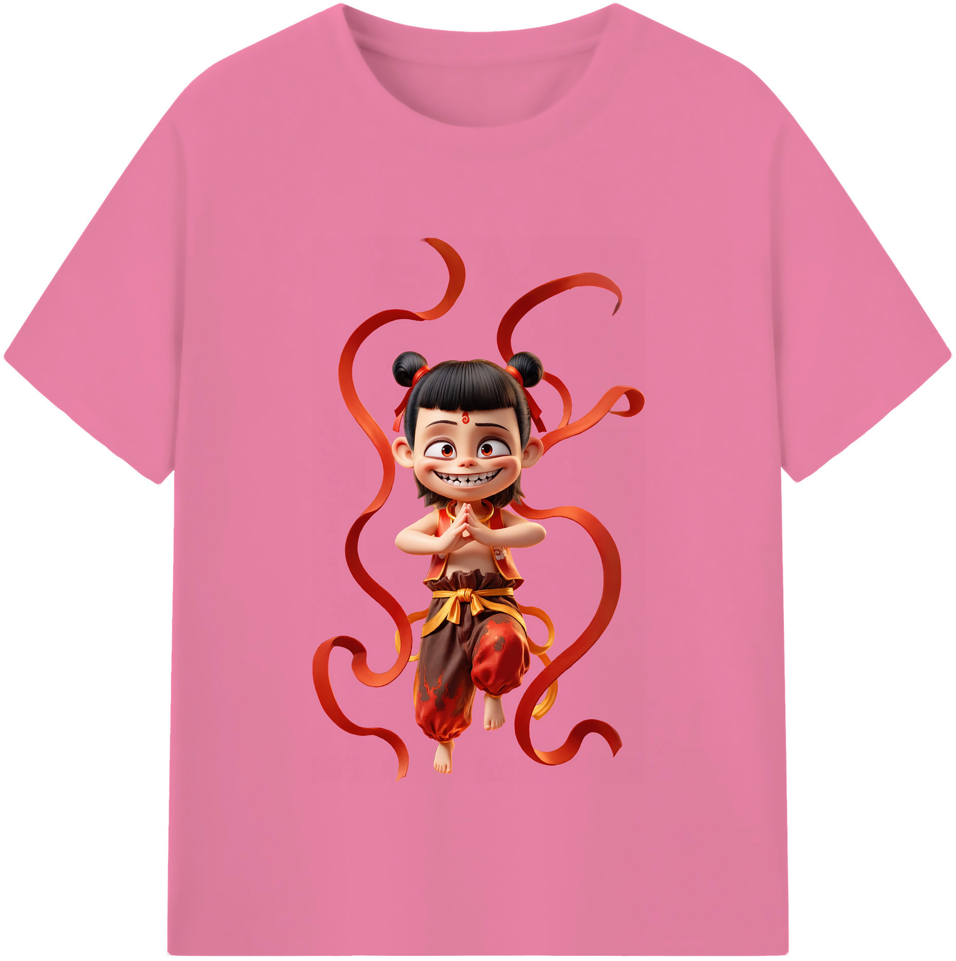（画像用） Ne Zha 2 ナタ 魔童の大暴れ 綿100％半袖Tシャツ（フロントプリント）
